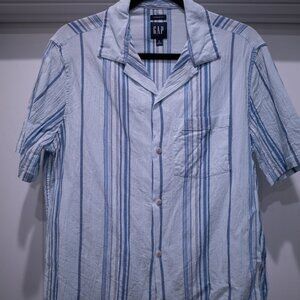Gap Camp Hawaiian Shirt Mens Small Blue Collar